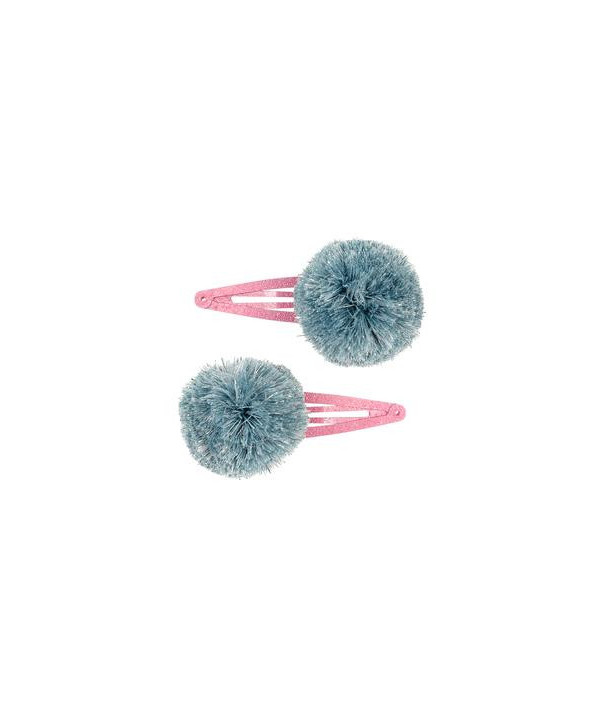 PINCES À CHEVEUX LIA - POMPON - BLEU (F)