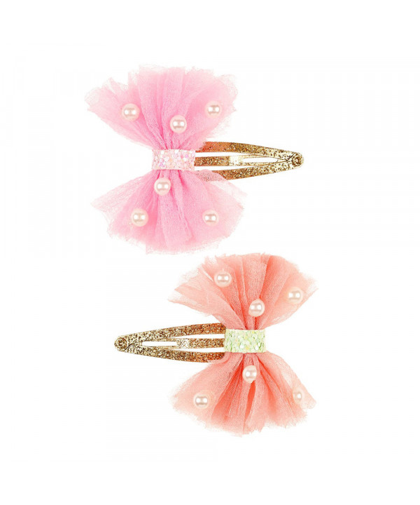 PINCES À CHEVEUX KARINE - NŒUD - ROSE - OR (G)