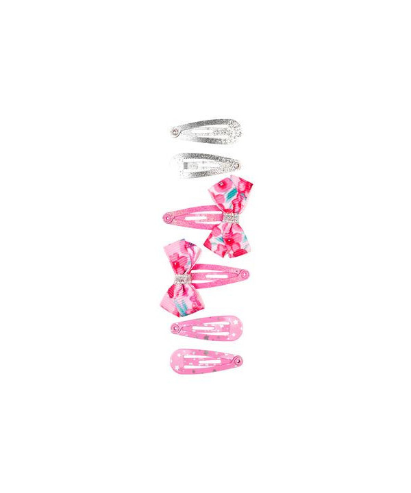 PINCES À CHEVEUX ALICE - NŒUD - ARGENT - ROSE (H)