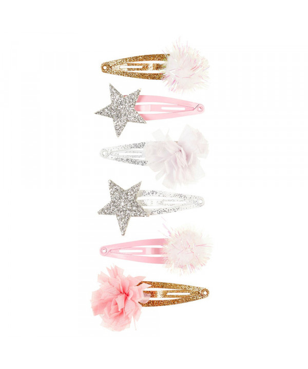 PINCES À CHEVEUX ANNALISE - FLEUR - ÉTOILE - ARGENT-OR-R