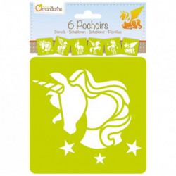 Set 6 pochoirs enfants : licorne