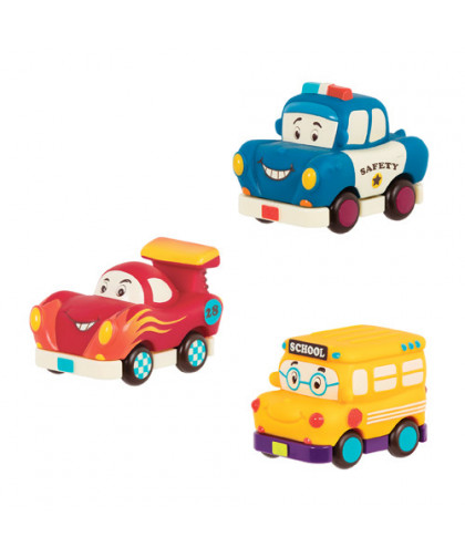 SET DE 3 VÉHICULES AVEC BUS JAUNE - SET POLICE CAR