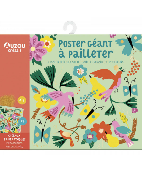 POSTER GÉANT À PAILLETER - OISEAUX FANTASTIQUES
