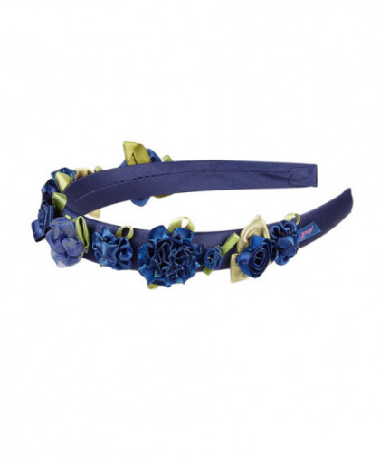 SERRE-TÊTE CHARMAINE - FLEURS - BLEU MARINE (Q)