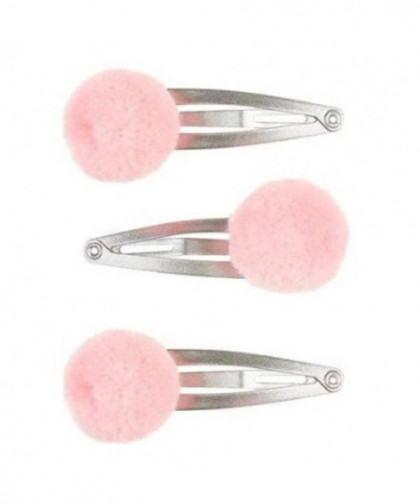 PINCES À CHEVEUX KENZA - POMPON - ROSE - ARGENT (F)