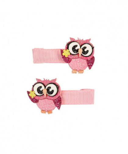 PINCES À CHEVEUX ZITA - HIBOU - ROSE (J)