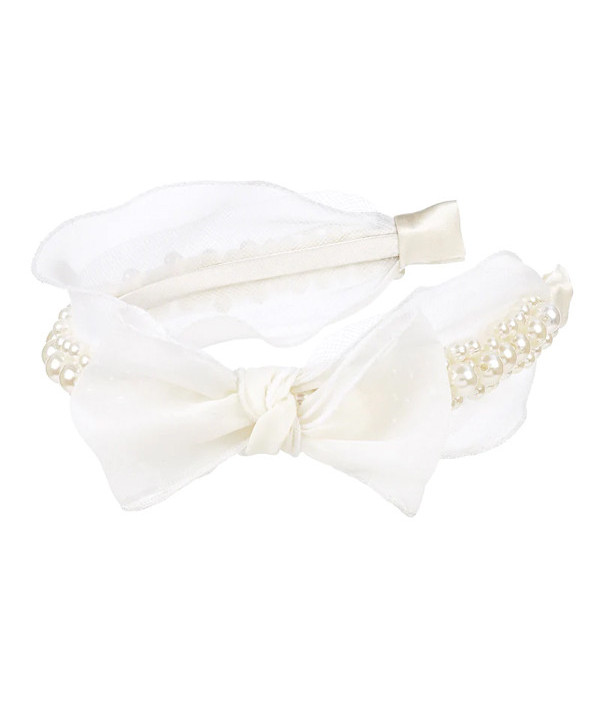 SERRE-TÊTE YALISA - NŒUD - PERLES - BLANC