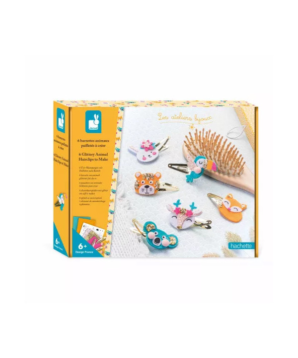 6 BARRETTES ANIMAUX PAILLETES A CREER