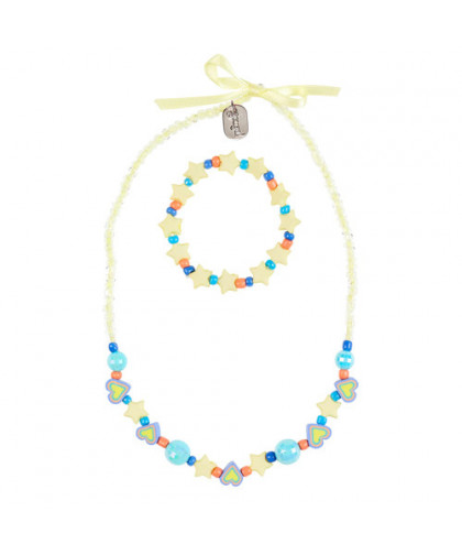 COLLIER + BRACELET KAJSA - MENTHE - BLEU