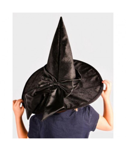 CHAPEAU DE SORCIERE AVEC RUBAN EN SATIN