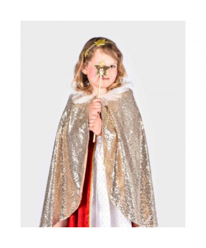 CAPE SEQUIN DORE AVEC BANDEAU ET BAGUETTE
