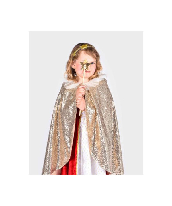 CAPE SEQUIN DORE AVEC BANDEAU ET BAGUETTE