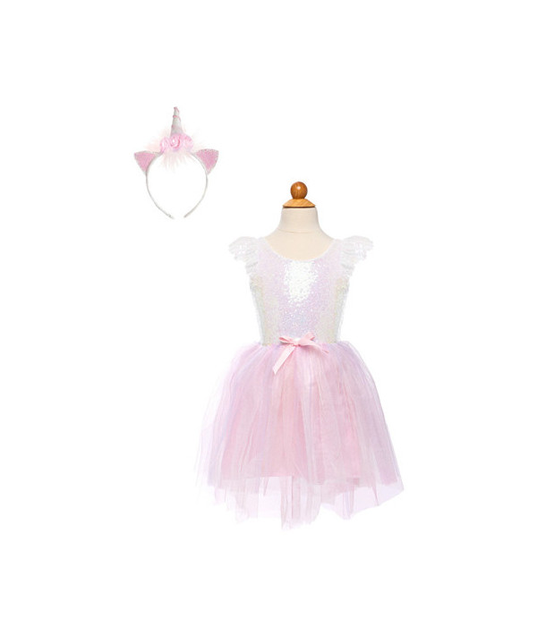 ROBE LICORNE DREAMY ROSE ET BRILLANT AVEC COIFFE