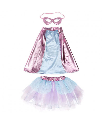 SET DE SUPER-HÉROÏNE - TUTU/CAPE/MASQUE - ROSE/BLEU