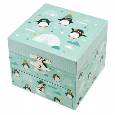 Boîte à musique cube phosphorescent : pingouin