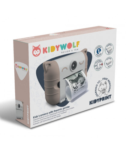 KIDYWOLF KIDYPRINT- CAMERA THERMAL PRINTER- PEACH