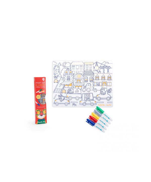 SET EN SILICONE À COLORIER + 5 FEUTRES LES POPIPOP