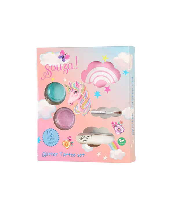BEAUTY SET GLITTER TATTOOS LICORNE
