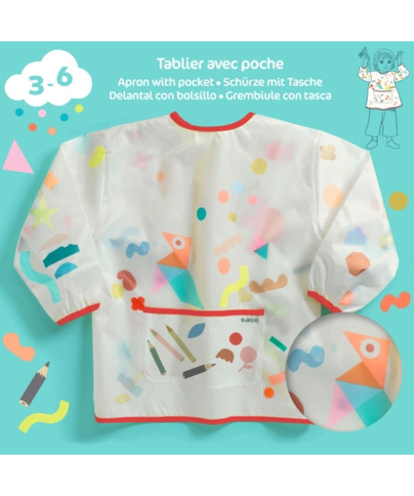 LES COULEURS DES PETITS - TABLIER AVEC POCHE - GOMMETTE