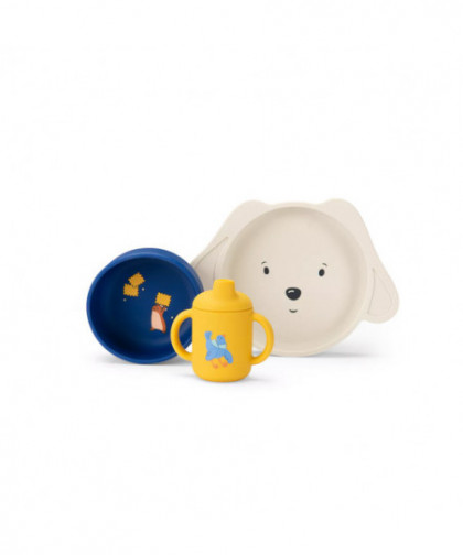 SET VAISSELLE SILICONE PUCE & PILOU