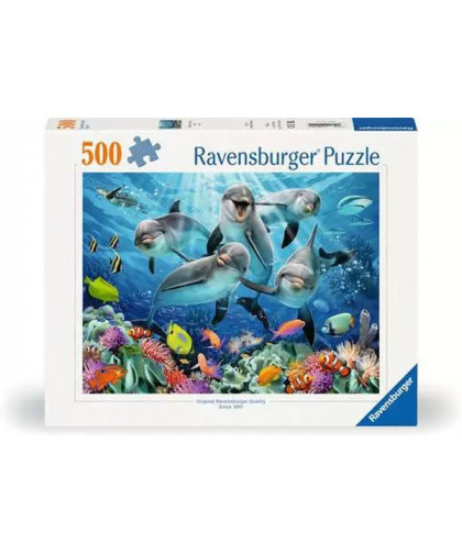 PUZZLE 500 PCS - DAUPHINS SUR LE RÉCIF DE CORAIL