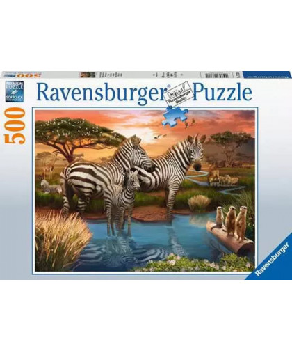 PUZZLE 500 PCS - ZÈBRES AU PLAN D'EAU
