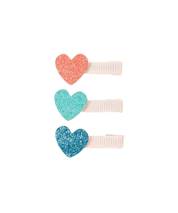 PINCES À CHEVEUX BRACHA - CŒUR ROSE BLEU