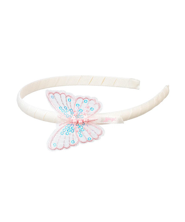 SERRE-TÊTE BELIA - PAPILLON BLANC BLEU ROSE