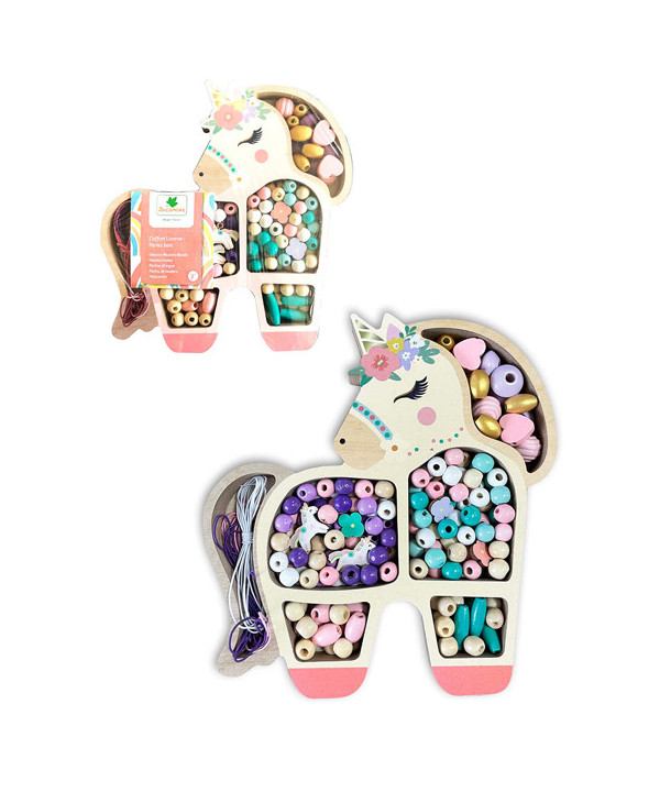 COFFRET PERLES EN BOIS - LICORNE