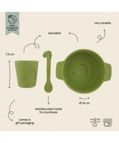 SET REPAS EN SILICONE - MR. DINO