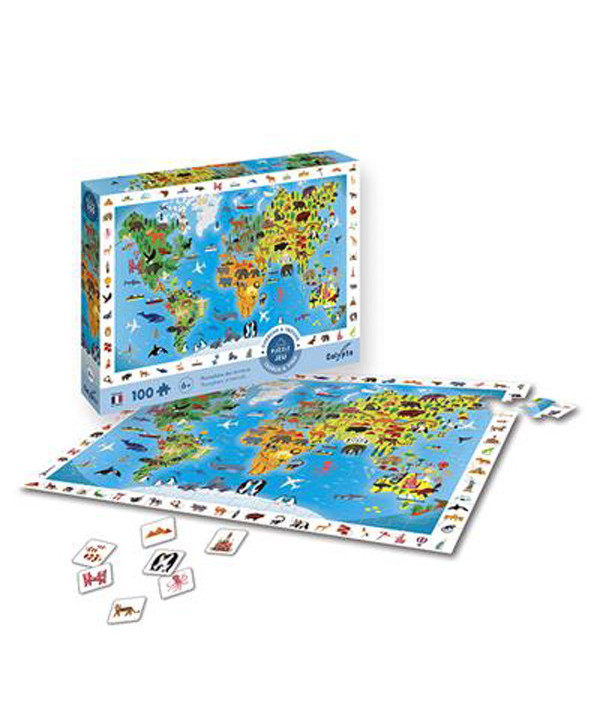 PUZZLE 100 PCS - CHERCHE ET TROUVE - PLANISPHÈRE
