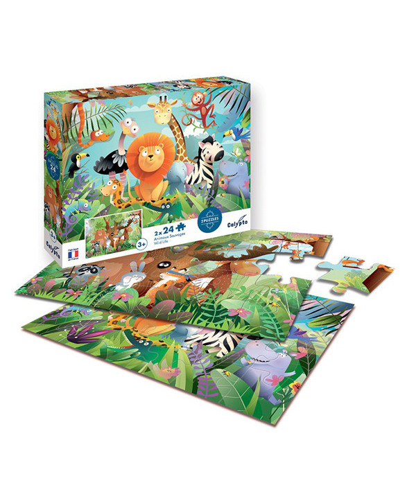 PUZZLE 2X24 PCS - ANIMAUX SAUVAGES