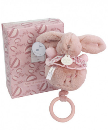 LAPIN DOUDOU - BOITE À MUSIQUE - ROSE
