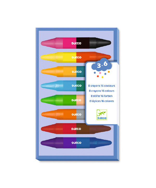LES COULEURS DES PETITS - 8 CRAYONS DOUBLES CÔTÉS
