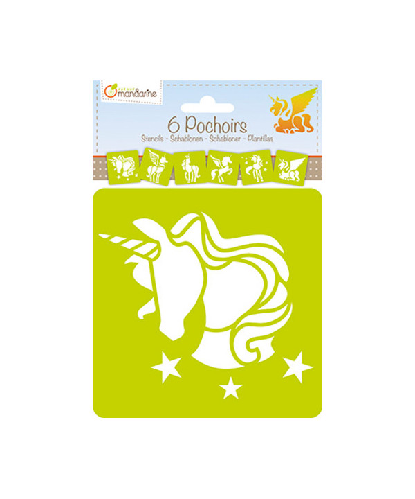 SET DE 6 POCHOIRS ENFANTS - LICORNE