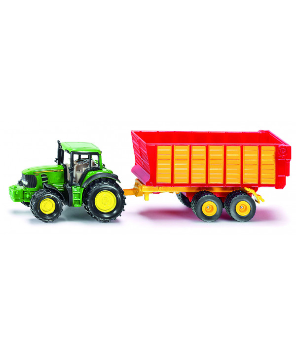 JOHN DEERE AVEC REMORQUE D'ENSILAGE