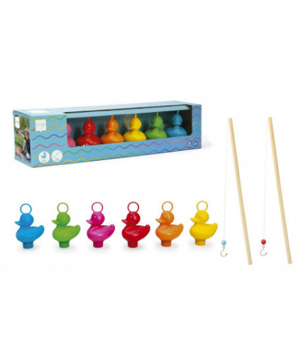 SET DE 6 CANARDS DE PÊCHE AVEC 2 CANNES