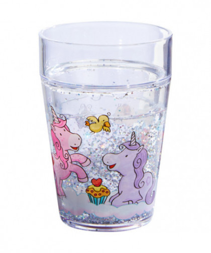 GOBELET SCINTILLANT LICORNES DANS LES NUAGES