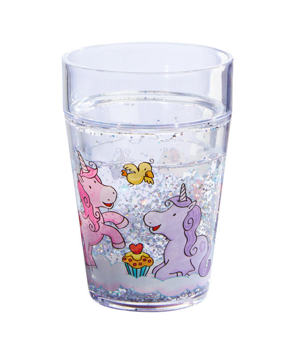 GOBELET SCINTILLANT LICORNES DANS LES NUAGES