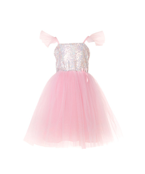 ROBE DE PRINCESSE SEQUINS CHATOYANTS ROSE