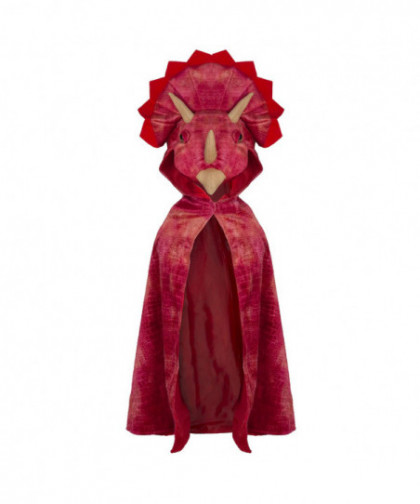 CAPE DE TRICÉRATOPS ROUGE AVEC CAPUCHE