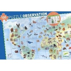 Puzzles Observation-Animaux Du Monde 100Pcs + Livret