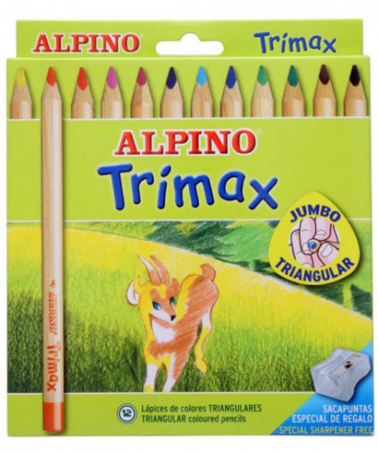 ETUI 12 CRAYONS DE COULEUR ALPINO TRIMAX