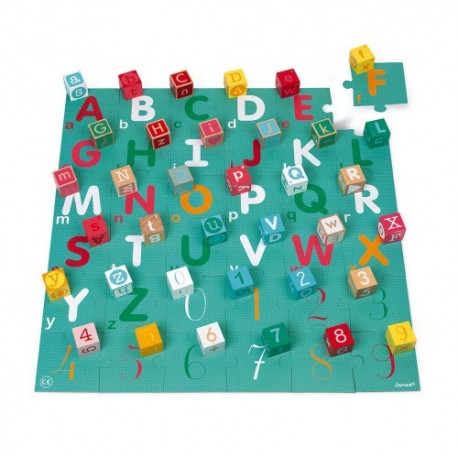 Janod - Kubix 40 cubes + Puzzle lettres et chiffres