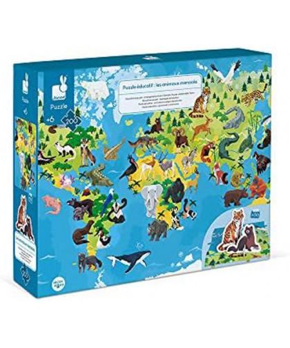 PUZZLE - LES ANIMAUX MENACES - 200 PCS