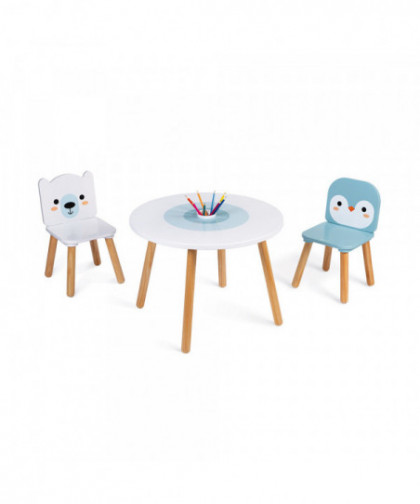 TABLE ET 2 CHAISES - BANQUISE