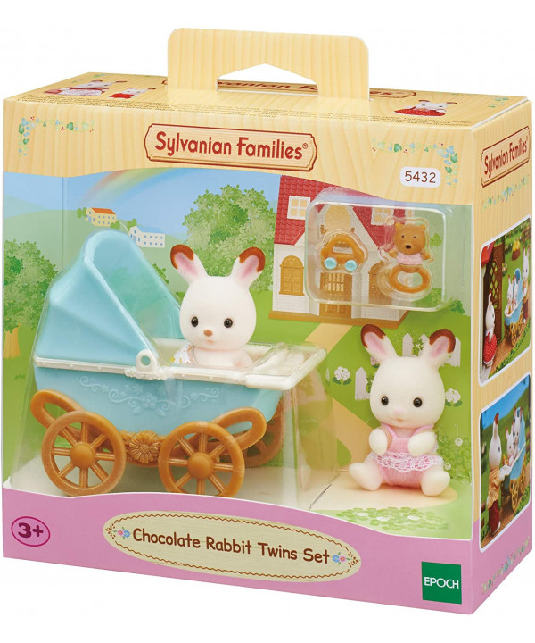 LES JUMEAUX LAPIN CHOCOLAT ET POUSSETTE DOUBLE