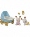 LES JUMEAUX LAPIN CHOCOLAT ET POUSSETTE DOUBLE