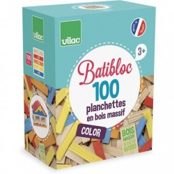 VILAC - Batibloc color 100 planchettes en bois massif colorée