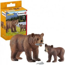 SCHLEICH - Wild Life - MAMAN GRIZZLY AVEC OURSON